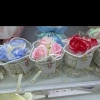 Small, exquisite and unique handcrafted handicrafts, home decoration and display, creative gifts, artworks, graduation gifts, knitted mini woolen bouquets, simulated cream puffs, little chanese-style birthday gifts, kindergarten graduation bouquets details Picture